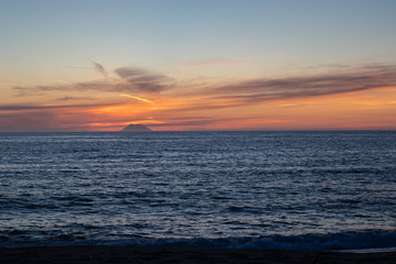 Sunset on the volcanic island of Stromboli.