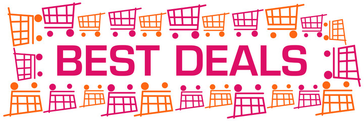 Best Deals Pink Orange Shopping Carts With Text 