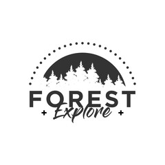 Camping Concept Logo Design Template with Badges, Black and White