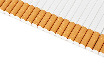 Set Сigarette close up isolated on white background. Smoking. Bad habits. Smoking leads to lung cancer.