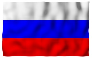 Waving flag of the Russian Federation. The National. State symbol of the Russia. 3D illustration