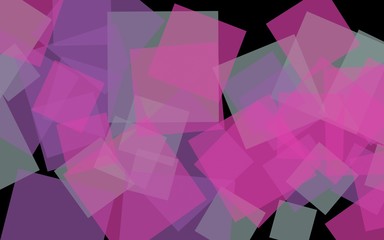 Fototapeta na wymiar Multicolored translucent squares on dark background. Pink tones. 3D illustration