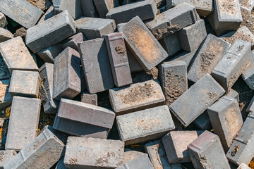 Pile of building blocks piled together at a construction site