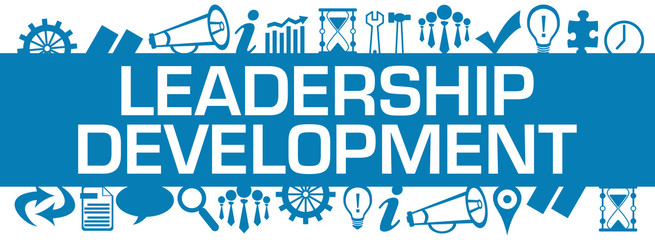 Leadership Development Blue Business Symbols Top Bottom Horizontal 