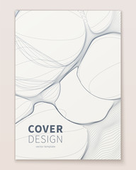 Minimal Ultra thin line bubble fluid geometry covers design. Geometric minimalistic fractal foam. Cool trendy white abstract backdrop for banner, poster, flyer etc. Vector template