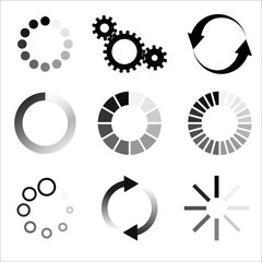 Loading process bar vector isolated elements on white backgroud. Vector loading processing signs. Process bar indicators.