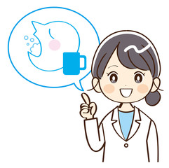 女性、医者、うがい