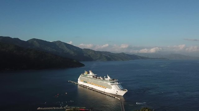 Cruise ship early in the morning in Labadee Haiti