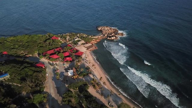 Aerial of a Remote Caribbean location with beautiful beaches
