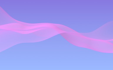 Pink wave on blue sky abstract background. Fluttering pink scarf. Waving on wind pink fabric. 3D illustration