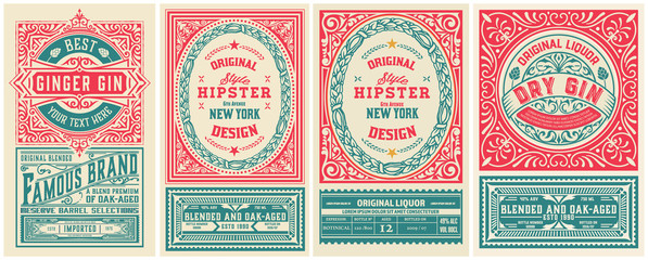Fototapeta premium Set of 4 vintage labels. Vector layered