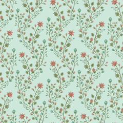 Vintage floral seamless pattern, pencil hand drawn illustration. Vintage floral design for textile, wallpaper or scrapbooking paper.