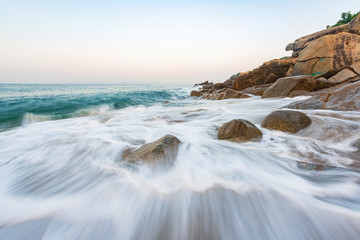 Waves on the summer beach in Dalugang, Xiyong, Shenzhen