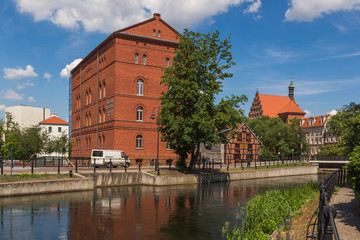 Fototapeta premium Old town and Brda river in Bydgoszcz, Poland