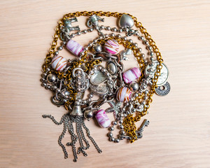 Beautiful vintage jewelry in a mess
