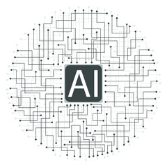 Modern line art icon with artificial intelligence line connection on white background for wallpaper design. Design element. Abstract light. Abstract tech design.