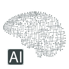 Brain artificial intelligence line, great design for any purposes. Information technology. Abstract background. Science vector illustration. Business technology.