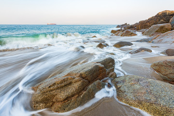 Waves on the summer beach in Dalugang, Xiyong, Shenzhen