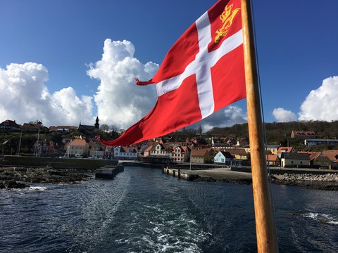 Flag Against Bornholm Island