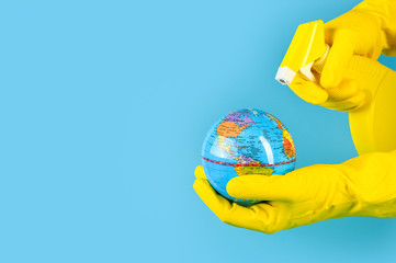 .Cleaning service. The concept of a clean planet. Save the earth for future generations.