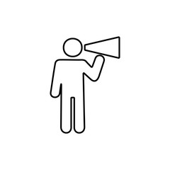 Megaphone icon in flat style. Loudspeaker symbol. Marketing announcement, promotion sign.