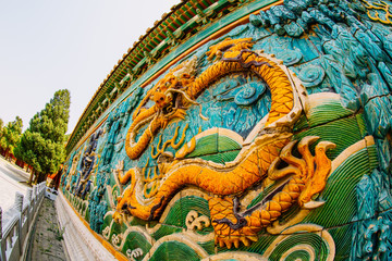 Dragon pattern on the wall in the Forbidden City