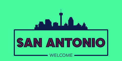 San Antonio skyline silhouette flat design typographic vector illustration.
