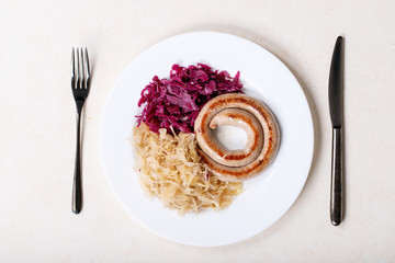 Snail sausage in traditional spiral