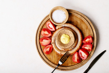 Snail sausage in traditional spiral