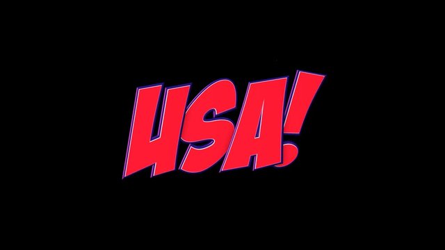USA Comic Text and Speech Balloon Animation, with Alpha Matte, Loop, 4k
