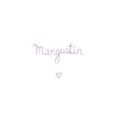 
watercolor illustration - mangosteen. Tender lettering, summer style.