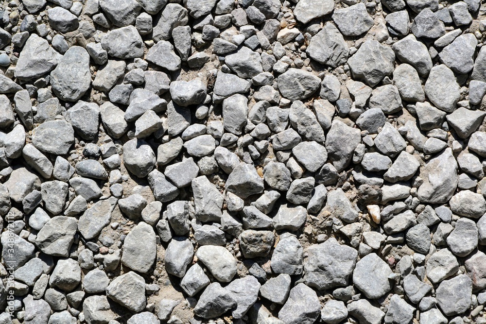 Wall mural top view of gravel. gravel texture. pebble stone background. light grey small rocks. top view of gro