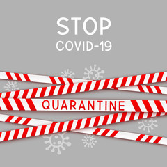 Signal tape border for quarantine coronavirus design on white background