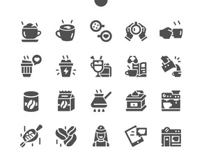 Coffee Well-crafted Pixel Perfect Vector Solid Icons 30 2x Grid for Web Graphics and Apps. Simple Minimal Pictogram
