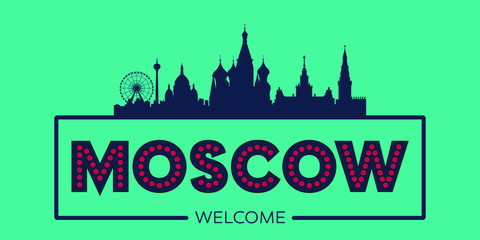 Moscow skyline silhouette flat design vector illustration.
