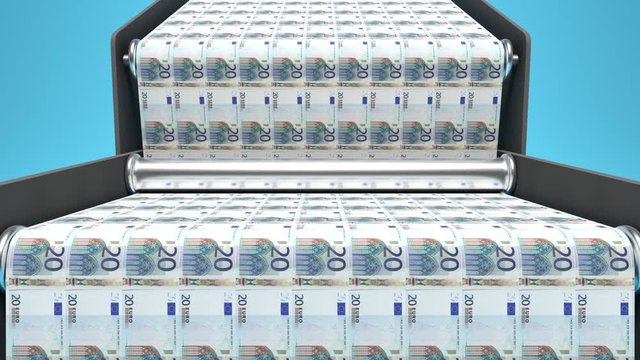 printing 20 euros bank notes 3D rendering