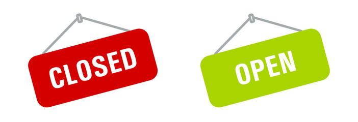 geöffnet oder geschlossen Schild
