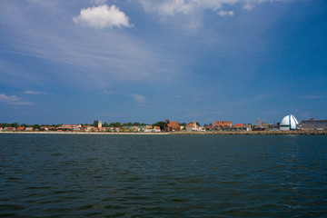 summer view of the Polish city of Puck from the Baltic Sea