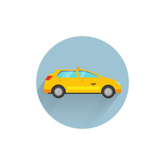 Fototapeta na wymiar taxi car colorful flat icon with long shadow. taxi flat icon