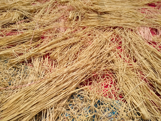 Wheat flour macaroni dry closed up full texture background.