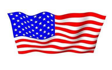 Fototapeta premium Waving flag of the United States of America. Stars and Stripes. State symbol of the USA. 3D illustration