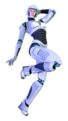 3D Rendering Female Robot on White