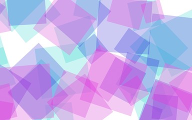 Obraz premium Multicolored translucent squares on white background. Pink tones. 3D illustration