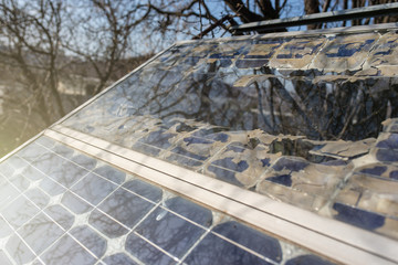Destroyed old small solar panel