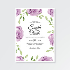 wedding invitation card template with floral watercolor cmyk mode