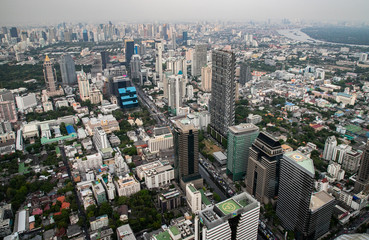 Fototapeta na wymiar panoramic skyline of Bangkok from King Power Mahanakhon, Bangkok, Thailand