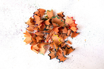 Slide of colored pencil shavings