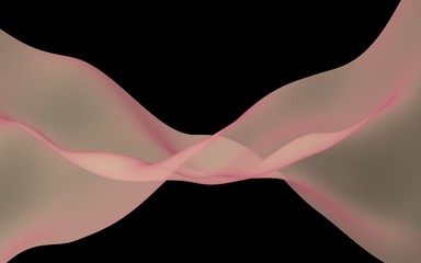 Abstract wave. Scarf. Bright ribbon on black background. Abstract smoke. Raster air background. 3D illustration