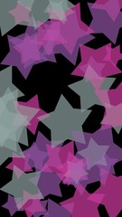 Multicolored translucent stars on a dark background. Vertical image orientation. 3D illustration