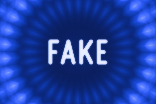 Fake - word on a blue background	